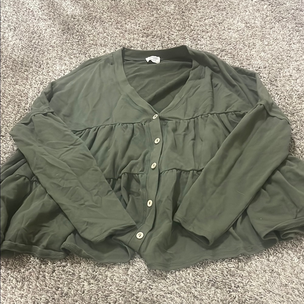 Women's Green Button Top